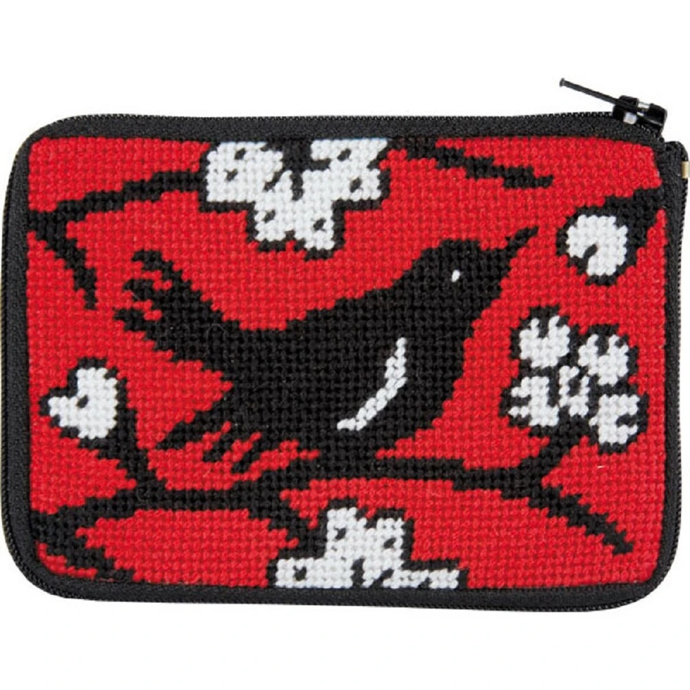 Stitch And Zip Blackbird Needlepoint Coin Purse Kit Multicolor 5 Stitch And Zip Blackbird Needlepoint Coin Purse Kit Multicolor - Image 3