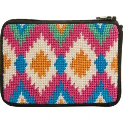 Stitch And Zip Ikat Needlepoint Coin Purse Kit Multicolor -Michaels Stores 15916853559113 2