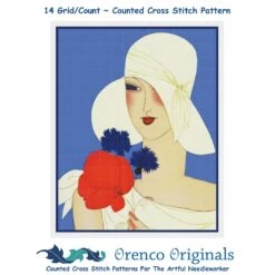 Art Deco Flapper Hat With A Red Flower Counted Cross Stitch Pattern -Michaels Stores 16231219391433 2