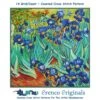 Irises In The Garden Detail Inspired By Impressionist Vincent Van Gogh's Painting Counted Cross Stitch Pattern