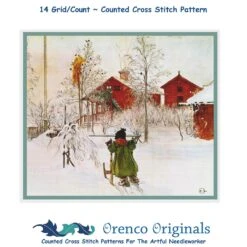 Scandinavian Carl Larsson Yard Wash House In Snow Counted Cross Stitch Pattern -Michaels Stores 16231222595017 2