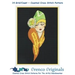 Art Deco Woman With Fur From Magazine Cover Counted Cross Stitch Chart Pattern