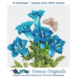 Orenco Originals Redoute Blue Gentian Flower Counted Cross Stitch Pattern -Michaels Stores 16231260351433 2