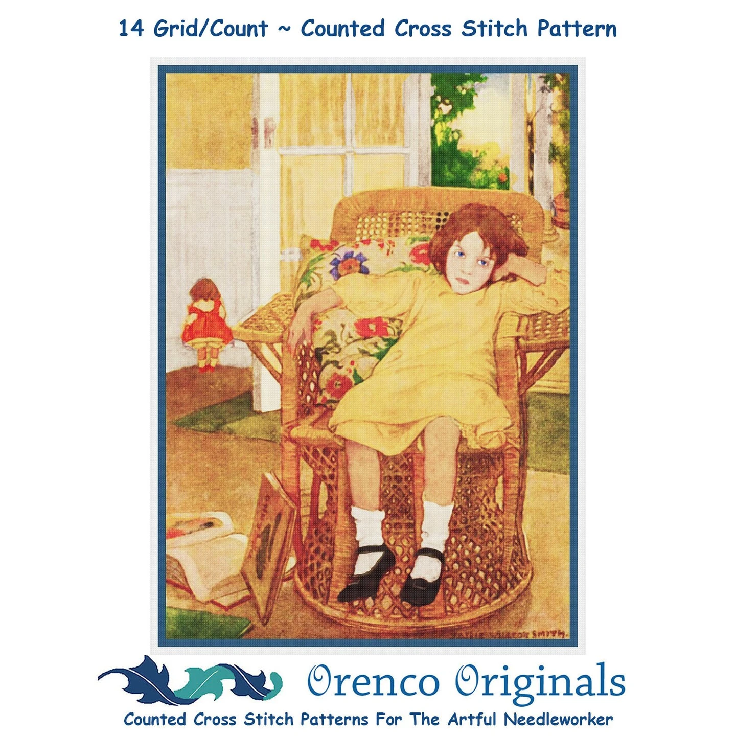A Girl And Dolly In Time Out Jessie Willcox Smith Counted Cross Stitch Pattern 8 A Girl And Dolly In Time Out Jessie Willcox Smith Counted Cross Stitch Pattern - Image 6