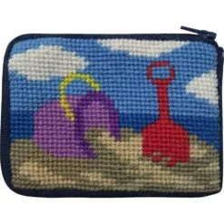 Stitch And Zip Kids Coin Case Needlepoint Kit Beach Play SZ8102 Multicolor