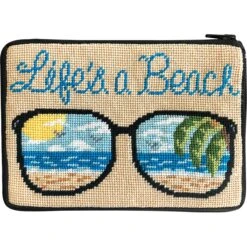 Stitch & Zip Needlepoint Cosmetic Purse Kit- Life's A Beach Multicolor