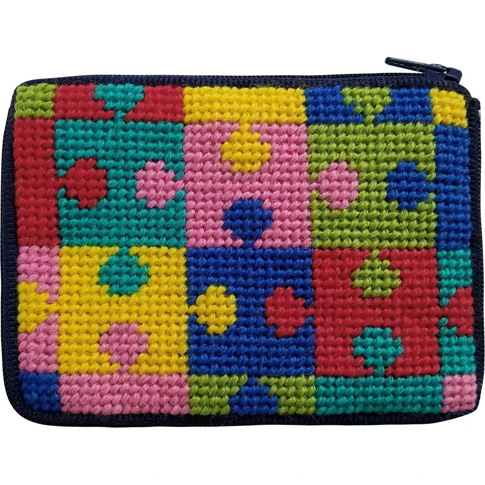 Stitch And Zip Kids Coin Case Needlepoint Kit Puzzle Pieces SZ8105 Multicolor 5 Stitch And Zip Kids Coin Case Needlepoint Kit Puzzle Pieces SZ8105 Multicolor - Image 3