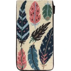 Stitch & Zip Eyeglass Case Needlepoint Kit- Feathers Multicolor