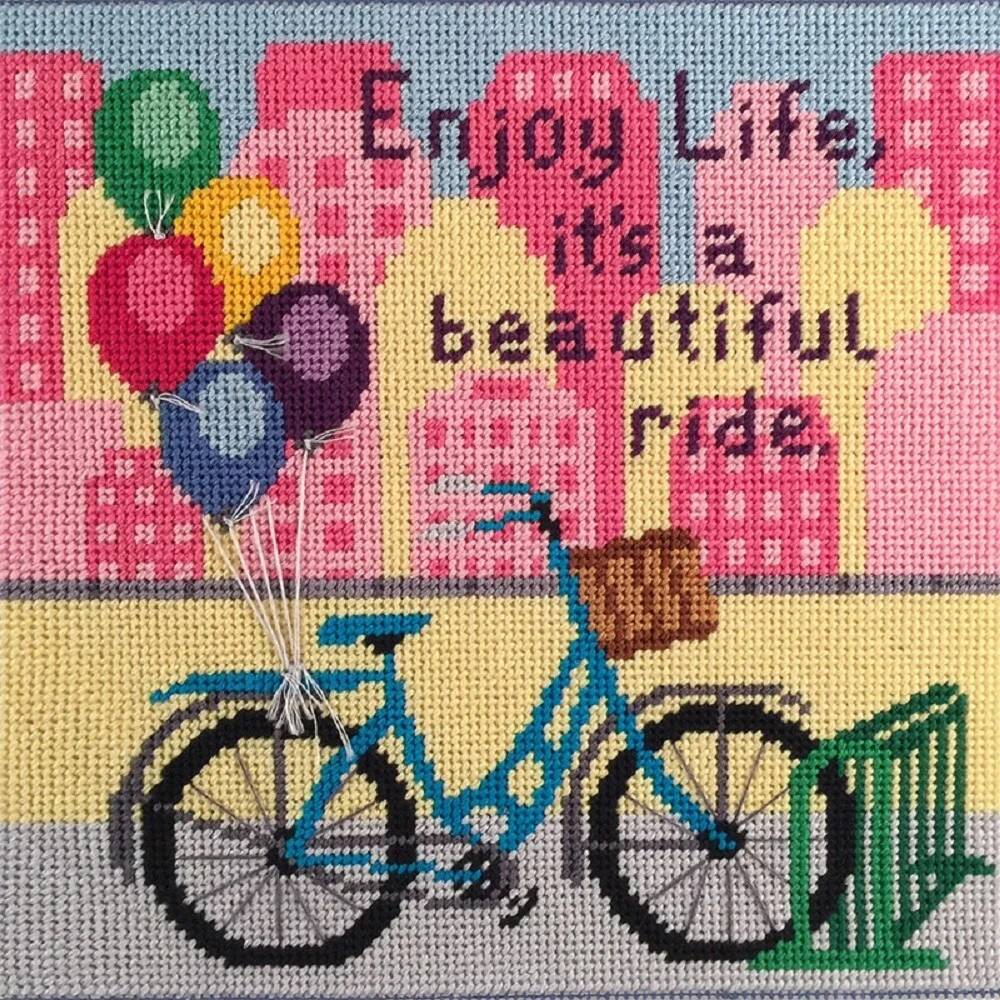 Canoodles- Enjoy Life Bike Ride- Needlepoint Kit Multicolor 4 Canoodles- Enjoy Life Bike Ride- Needlepoint Kit Multicolor - Image 2