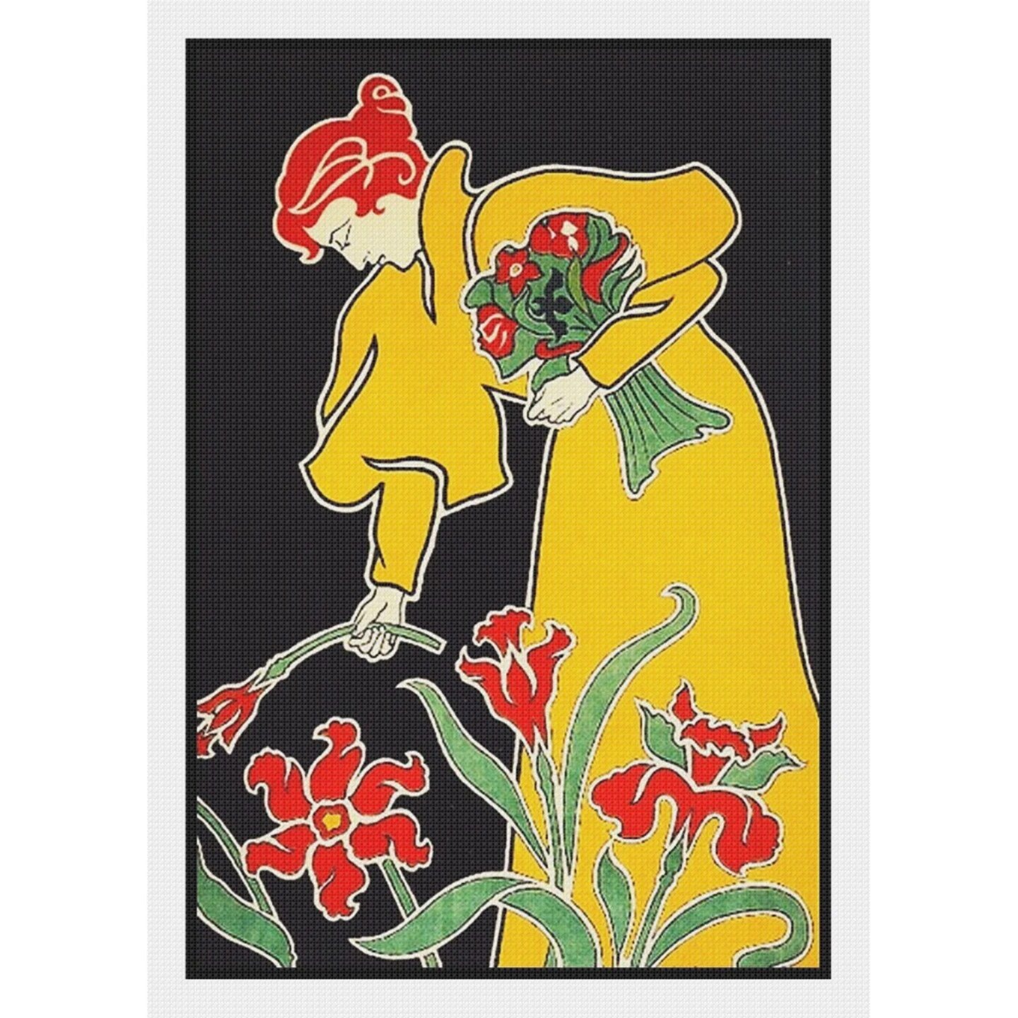 Young Woman Picks Flower Art Nouveau Gisbert Combaz Counted Cross Stitch Pattern 14 Young Woman Picks Flower Art Nouveau Gisbert Combaz Counted Cross Stitch Pattern - Image 12
