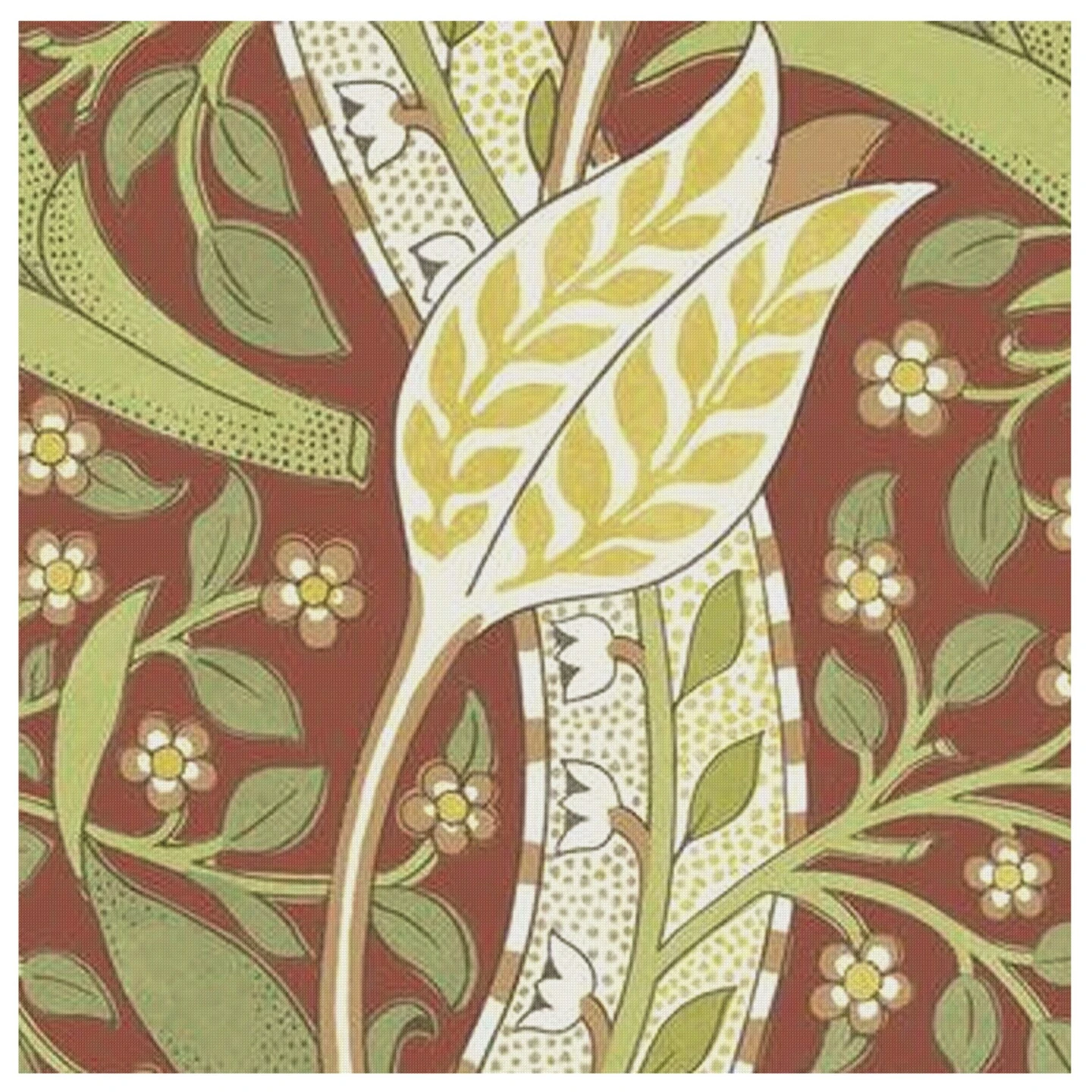 New William Morris Daffodil Flower Design In Earthtones Counted Cross Stitch Pattern 9 New William Morris Daffodil Flower Design In Earthtones Counted Cross Stitch Pattern - Image 7