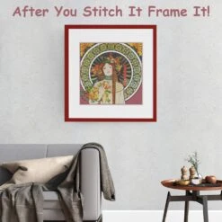 La Trapistine Detail By Alphonse Mucha Counted Cross Stitch Pattern -Michaels Stores 16531912867953 1