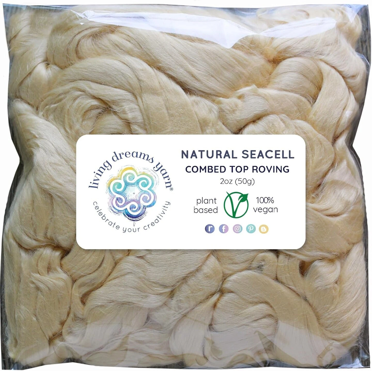 2oz Seacell Fiber: Natural White Undyed Combed Top Roving. Plant Based, Eco Friendly, Vegan 11 2oz Seacell Fiber: Natural White Undyed Combed Top Roving. Plant Based, Eco Friendly, Vegan - Image 9