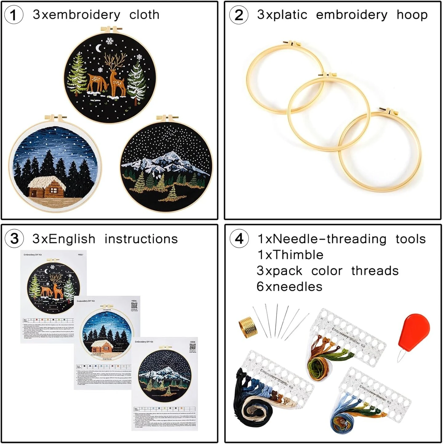 Embroidery Kit For Beginner Adults, Counted Stamped Cross Stitch Kit For Adult Beginner, Hand Embroidery Starter Kits With Pattern, 3 Embroidery Hoop, Fabric (Attached Teaching Video QR Code) 15 Embroidery Kit For Beginner Adults, Counted Stamped Cross Stitch Kit For Adult Beginner, Hand Embroidery Starter Kits With Pattern, 3 Embroidery Hoop, Fabric (Attached Teaching Video QR Code) - Image 13