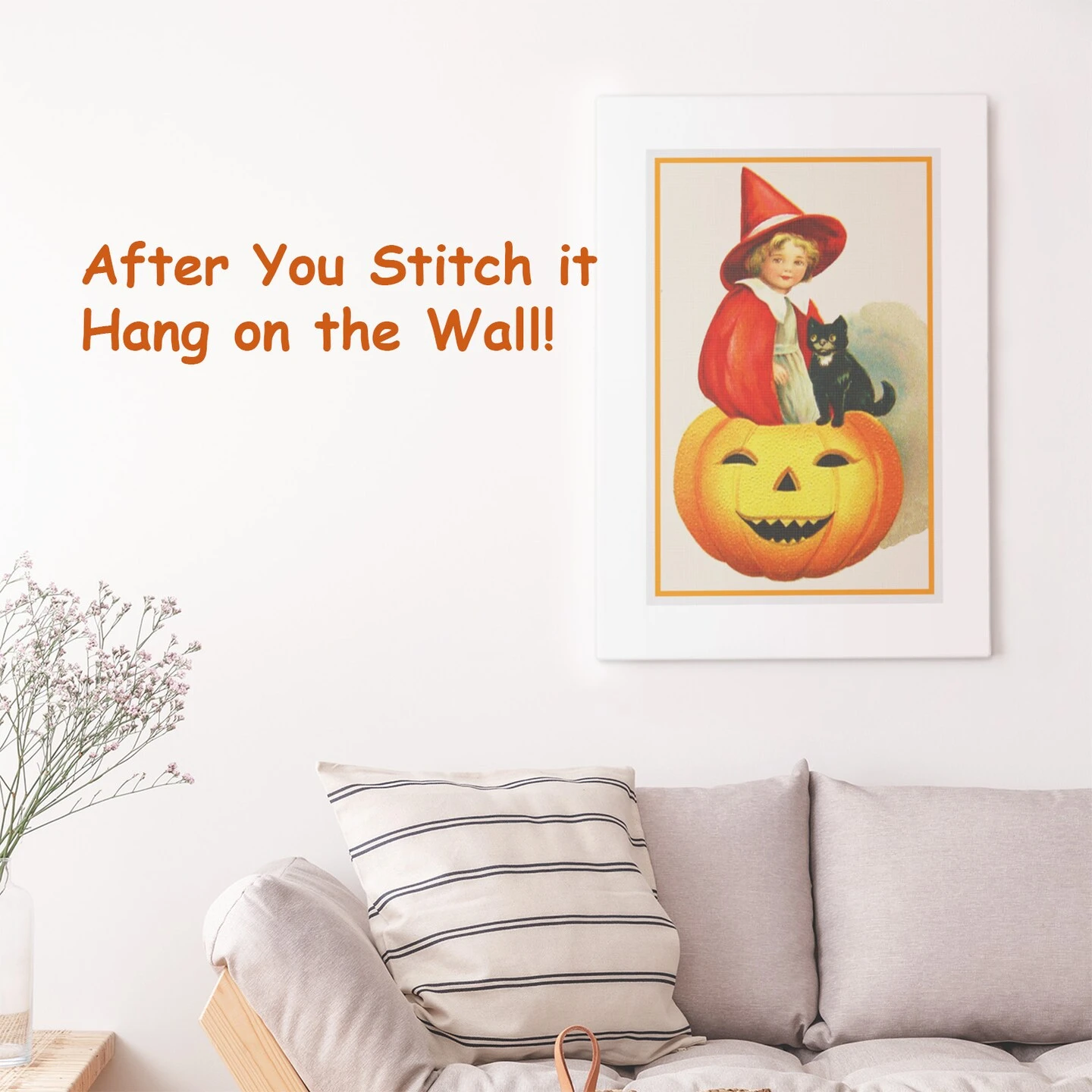 Little Girl Pumpkin Cat Halloween Counted Cross Stitch Pattern 5 Little Girl Pumpkin Cat Halloween Counted Cross Stitch Pattern - Image 3