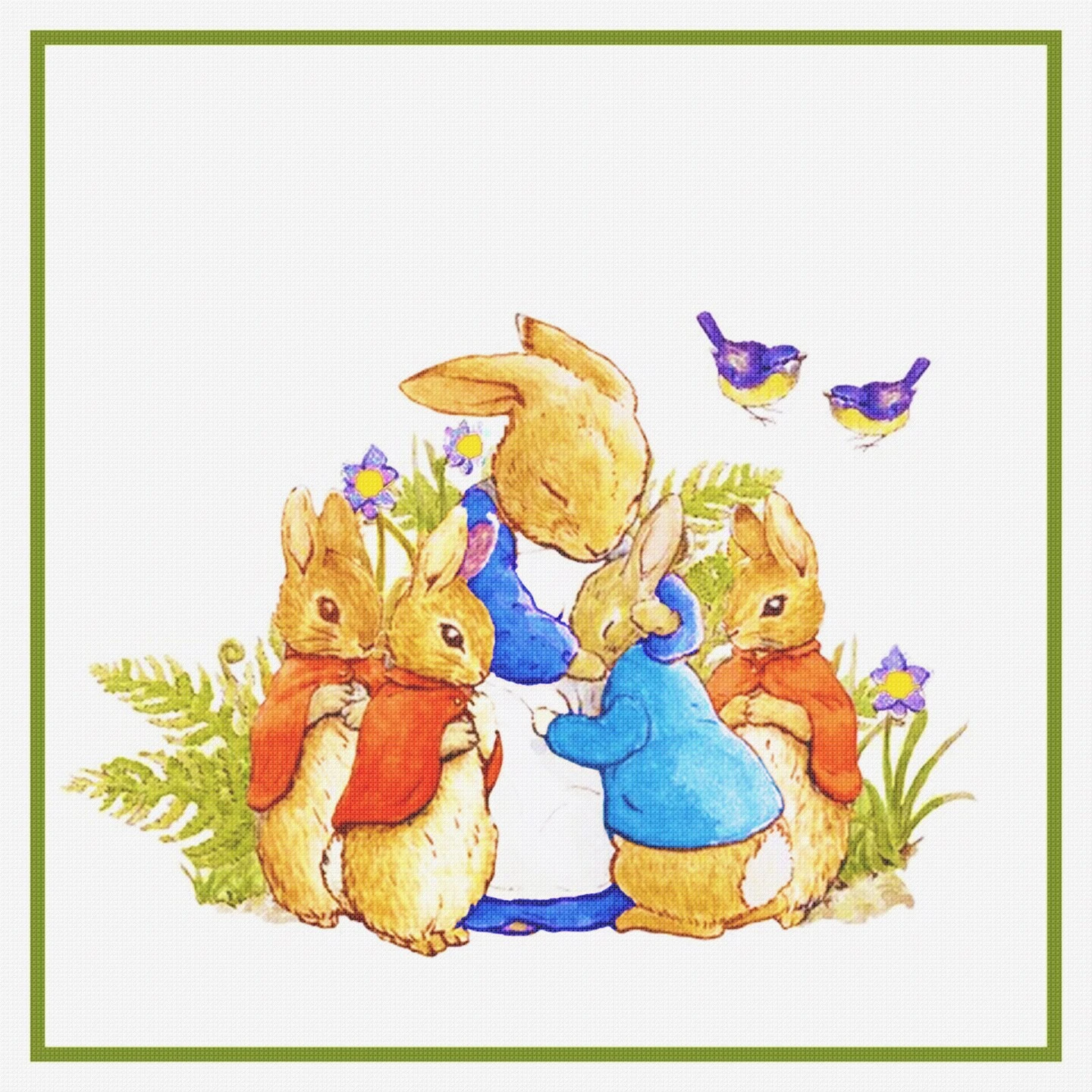 Peter Rabbit's Family In The Garden Inspired By Beatrix Potter Counted Cross Stitch Pattern 4 Peter Rabbit's Family In The Garden Inspired By Beatrix Potter Counted Cross Stitch Pattern - Image 2