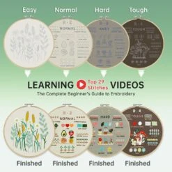 CYANFOUR 4 Stage Embroidery Kit For Beginners Adults, Easy To Learn 29 Different Stitches From Instruction & Video, Needlepoint Kits For Adults With Stamped Embroidery Patterns. -Michaels Stores 189878765161136 1