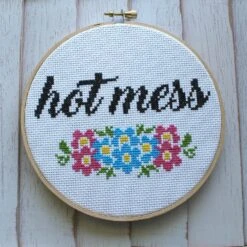 Hot Mess Counted Cross Stitch DIY KIT Intermediate 24 Hot Mess Counted Cross Stitch DIY KIT Intermediate -Michaels Stores 2160664997663 2