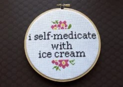 I Self-Medicate With Ice Cream Counted Cross Stitch DIY KIT Intermediate -Michaels Stores 2160670371615
