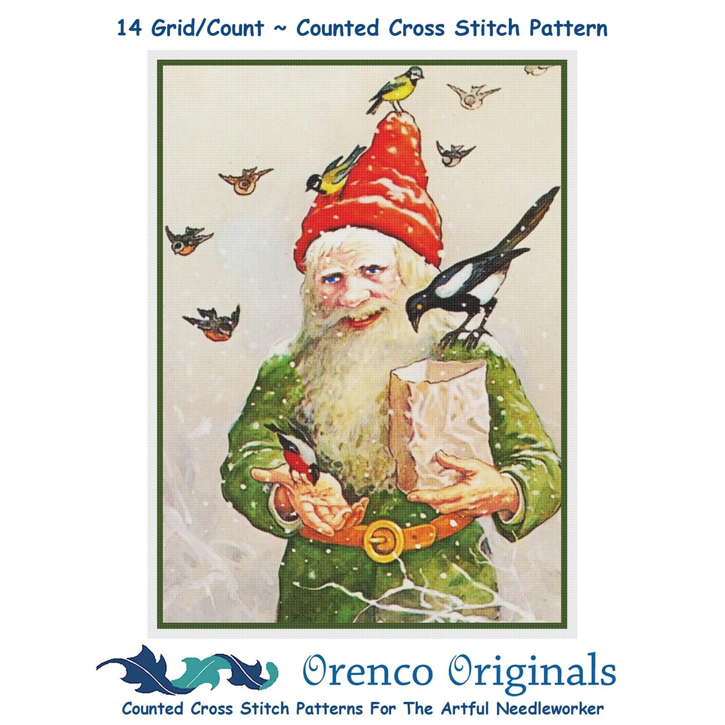 Elf Gnome Feeding The Birds Jenny Nystrom Counted Cross Stitch Pattern 3 Elf Gnome Feeding The Birds Jenny Nystrom Counted Cross Stitch Pattern