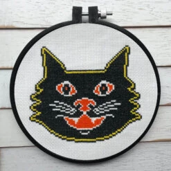Vintage Halloween Black Cat Counted Cross Stitch DIY KIT Intermediate -Michaels Stores 224528735256480 2