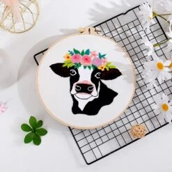 Louise Maelys Cow Beginners Embroidery Kits,Cross Stitch Starter Kit For Adults With Embroidery Cloth Hoop Needles Instruction And Threads 29 Louise Maelys Cow Beginners Embroidery Kits,Cross Stitch Starter Kit For Adults With Embroidery Cloth Hoop Needles Instruction And Threads -Michaels Stores 2306116737384740528 1