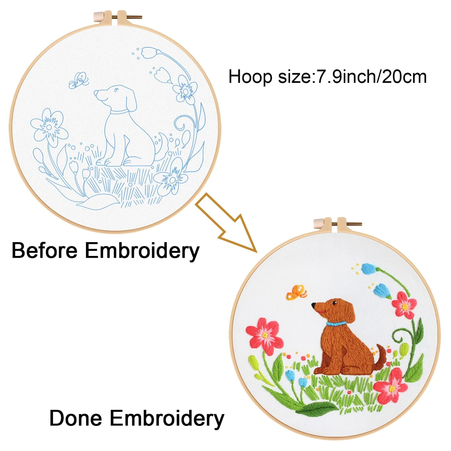 Louise Maelys Dog Embroidery Kits For Beginners With Floral Pattern,Cross Stitch Kit For Adults DIY Needlepoint With Embroidery Instructions 19 Louise Maelys Dog Embroidery Kits For Beginners With Floral Pattern,Cross Stitch Kit For Adults DIY Needlepoint With Embroidery Instructions - Image 17