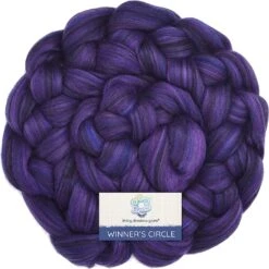 100% Superfine Merino Fiber: Winner's Circle. Soft Combed Top Roving Color Blend For Spinning, Felting, Weaving Larkspur
