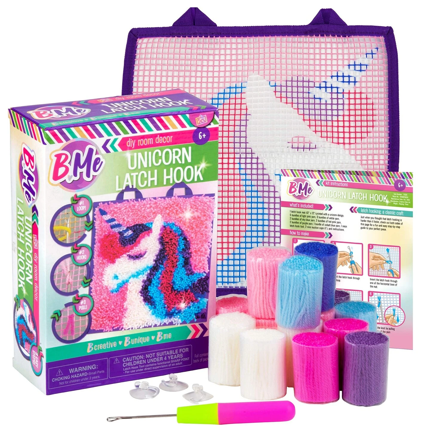 B Me DIY Unicorn Latch Hook Kit For Girls – Mini Rug Sewing Set With 15 Colorful Yarn Bundles, Color-Coded Canvas, DIY Grils Bedroom Décor Idea Perfect Birthday & Gift Age 6+ 9 B Me DIY Unicorn Latch Hook Kit For Girls – Mini Rug Sewing Set With 15 Colorful Yarn Bundles, Color-Coded Canvas, DIY Grils Bedroom Décor Idea Perfect Birthday & Gift Age 6+ - Image 7