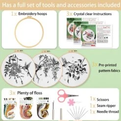 3 Sets Hummingbird Embroidery Kit For Beginners Needlepoint Kits For Adults Cross Stitch Kits With Clear Instructions,Easy Funny Stamped Bird Patterns Fabric Hand Crafts 37 3 Sets Hummingbird Embroidery Kit For Beginners Needlepoint Kits For Adults Cross Stitch Kits With Clear Instructions,Easy Funny Stamped Bird Patterns Fabric Hand Crafts -Michaels Stores 235399831115824 2