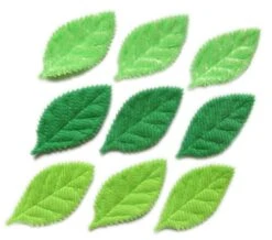 YYCRAFT Pack Of 90 Padded 2-Faced Felt Velvet Leaf Appliques/Craft Green
