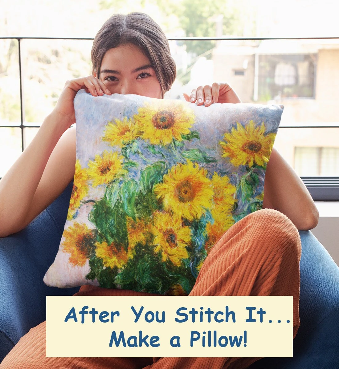 Sunflowers Inspired By Claude Monet's Impressionist Painting Counted Cross Stitch Pattern 5 Sunflowers Inspired By Claude Monet's Impressionist Painting Counted Cross Stitch Pattern - Image 3