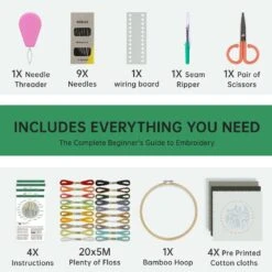 CYANFOUR 4 Stage Embroidery Kit For Beginners Adults, Easy To Learn 29 Different Stitches From Instruction & Video, Needlepoint Kits For Adults With Stamped Embroidery Patterns. -Michaels Stores 252505293916848 1