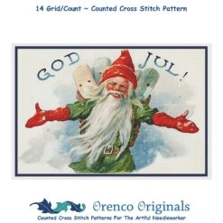 Elf Gnome God Jul! Jenny Nystrom Christmas Counted Cross Stitch Pattern -Michaels Stores 253662764433888 1
