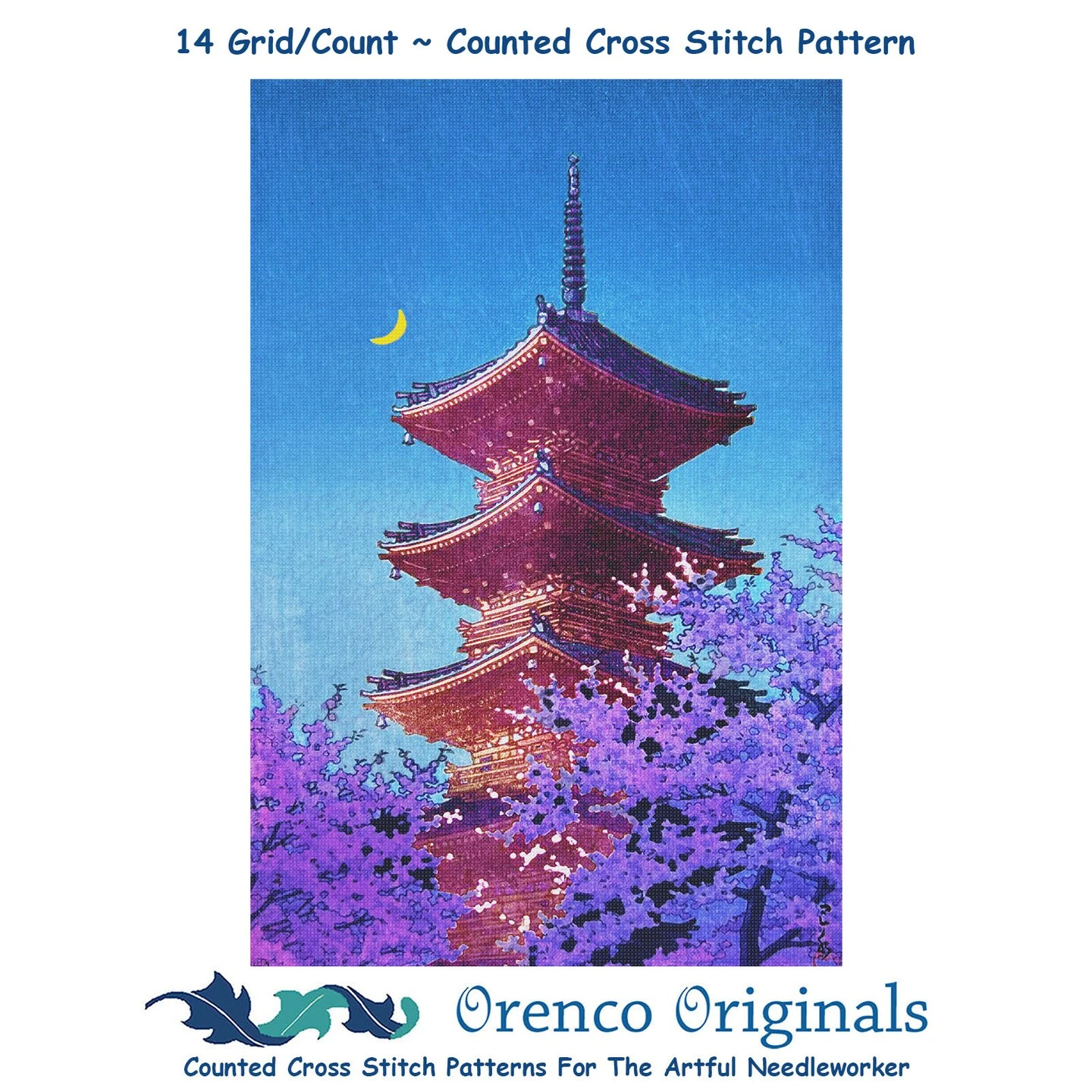 Evening Glow Counted Cross Stitch Pattern By Kawase Hasui 3 Evening Glow Counted Cross Stitch Pattern By Kawase Hasui