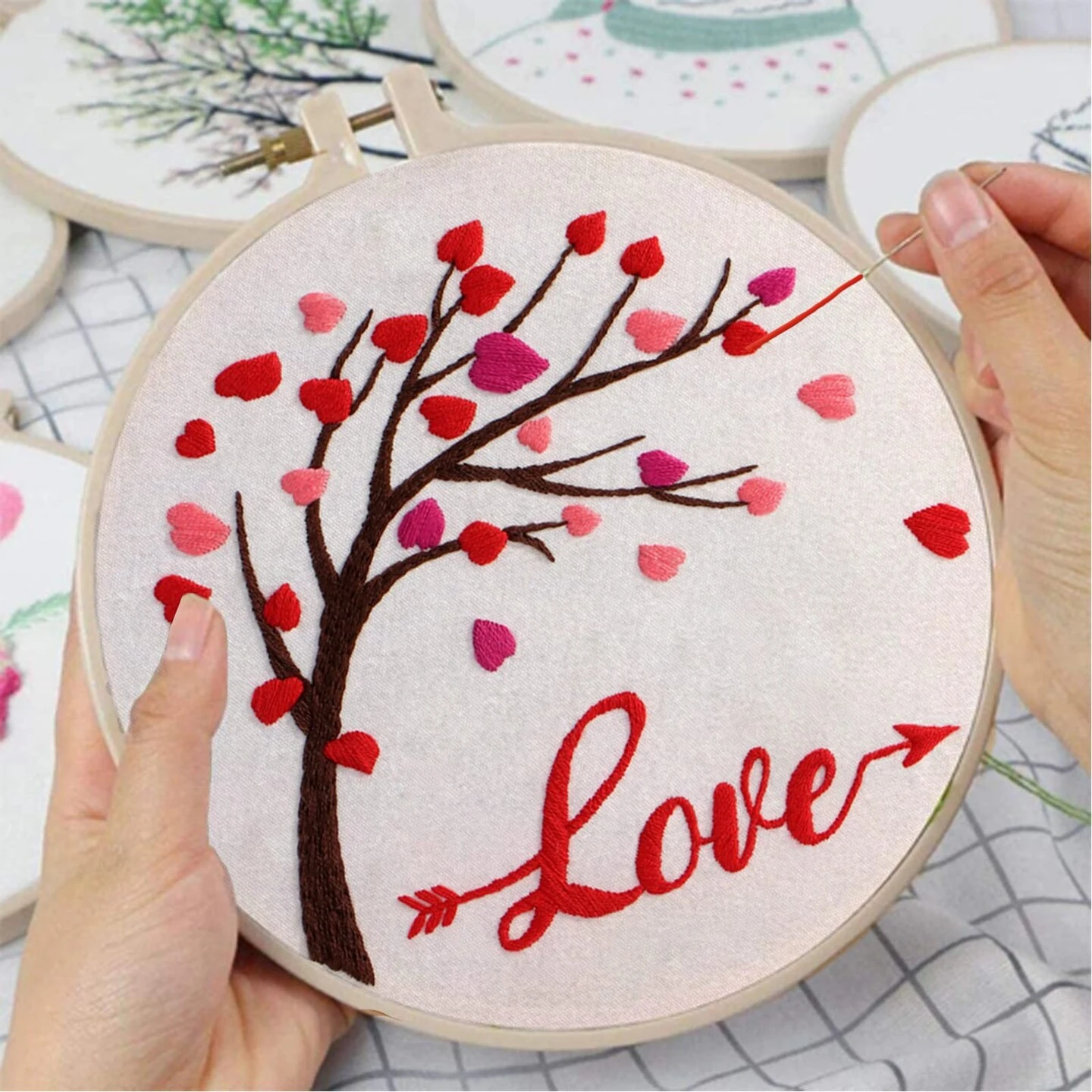 Louise Maelys Love Heart Tree Beginners Embroidery Kits,Cross Stitch Starter Kit For Adults Including Cloth With Lovers Pattern Hoop Needles Instruction And Threads 8 Louise Maelys Love Heart Tree Beginners Embroidery Kits,Cross Stitch Starter Kit For Adults Including Cloth With Lovers Pattern Hoop Needles Instruction And Threads - Image 6