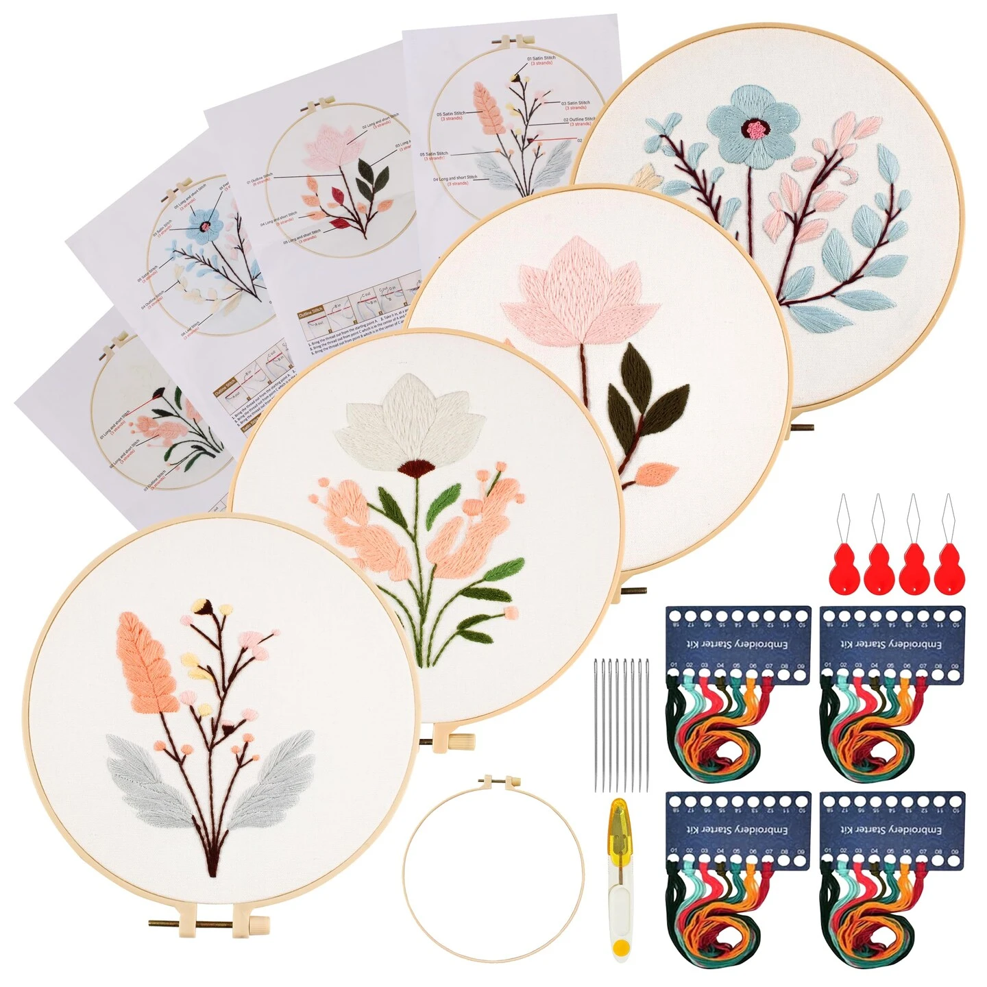 Maydear 4 Sets Embroidery Kit Punch Needle Kit,Embroidery Kit For Beginners Cross Stitch Kits With Embroidery Hoop And Instructions, Hand Embroidery Starter Kit For Adults (Four Flowers) 9 Maydear 4 Sets Embroidery Kit Punch Needle Kit,Embroidery Kit For Beginners Cross Stitch Kits With Embroidery Hoop And Instructions, Hand Embroidery Starter Kit For Adults (Four Flowers) - Image 7