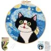Louise Maelys Cat Starry Sky Embroidery Kits For Beginners With Floral Pattern,Adults Starter Cross Stitch Kit DIY Needlepoint 2 Louise Maelys Cat Starry Sky Embroidery Kits For Beginners With Floral Pattern,Adults Starter Cross Stitch Kit DIY Needlepoint -Michaels Stores 273728189920944