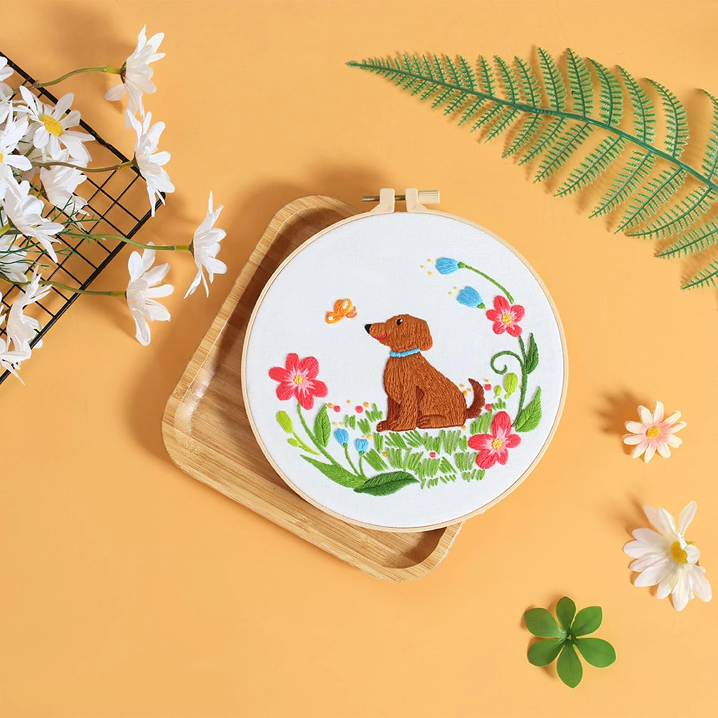 Louise Maelys Dog Embroidery Kits For Beginners With Floral Pattern,Cross Stitch Kit For Adults DIY Needlepoint With Embroidery Instructions 10 Louise Maelys Dog Embroidery Kits For Beginners With Floral Pattern,Cross Stitch Kit For Adults DIY Needlepoint With Embroidery Instructions - Image 8