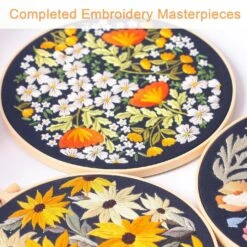 REEWISLY 3Pcs Embroidery Starter Kit With Patterns And Instructions, DIY Adult Cross Stitch Kits Beginner, Including 3 Plastic Embroidery Rings, 1 Scissors, Colored Threads And Needles -Michaels Stores 273728530525872 1