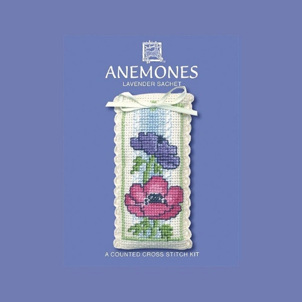 Textile Heritage Lavender Sachet Counted Cross Stitch Kit - Anemones Multicolor 4 Textile Heritage Lavender Sachet Counted Cross Stitch Kit - Anemones Multicolor - Image 2