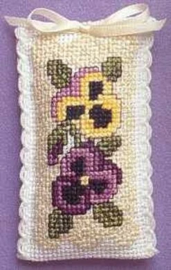 Textile Heritage Lavender Sachet Counted Cross Stitch Kit - Victorian Pansies Multicolor -Michaels Stores 2808184992457 1