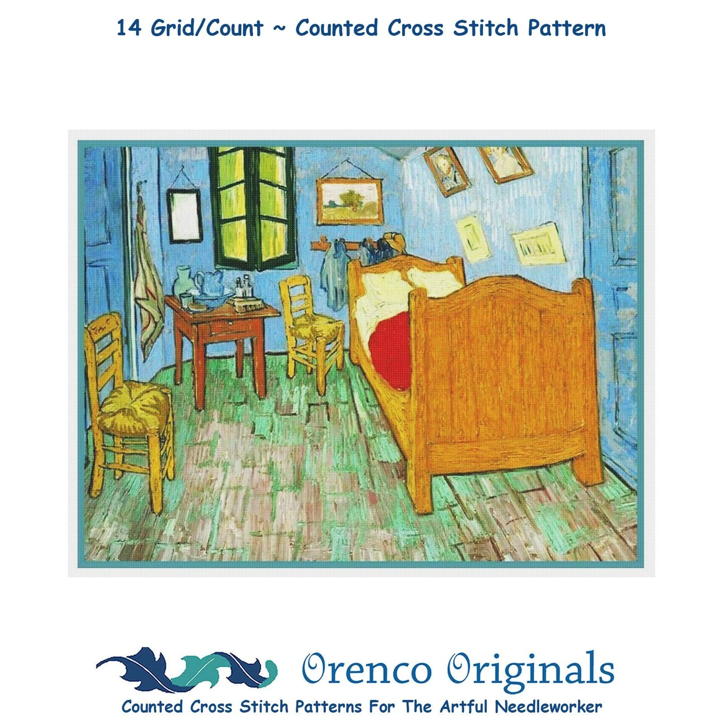 Impressionist Van Gogh's The Bedroom Counted Cross Stitch Chart Pattern 3 Impressionist Van Gogh's The Bedroom Counted Cross Stitch Chart Pattern