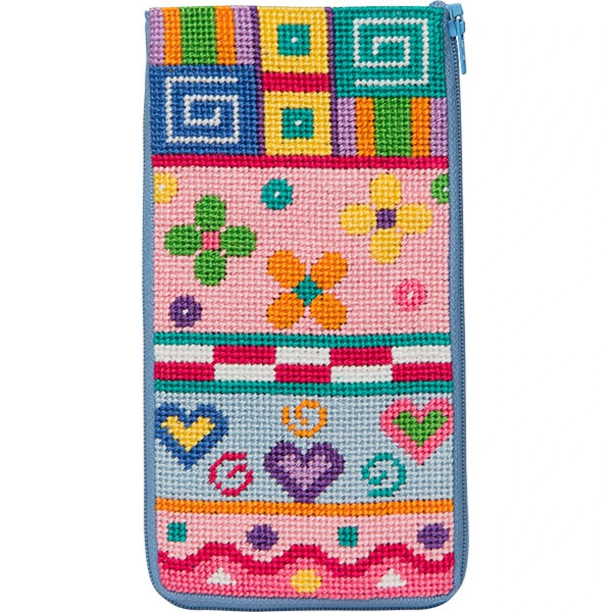 Stitch & Zip Eyeglass Case Needlepoint Kit- Patchwork Multicolor 5 Stitch & Zip Eyeglass Case Needlepoint Kit- Patchwork Multicolor - Image 3