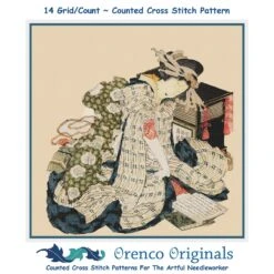Orenco Originals Hokusai Asian Kimono Courtesan-Square Design Counted Cross Stitch Pattern -Michaels Stores 2808213144265 2