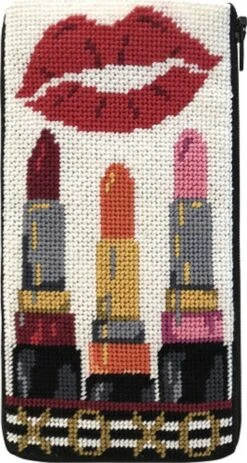 Stitch & Zip Eyeglass Case Needlepoint Kit- XOXO Lipsticks Multicolor -Michaels Stores 2808216646345 2