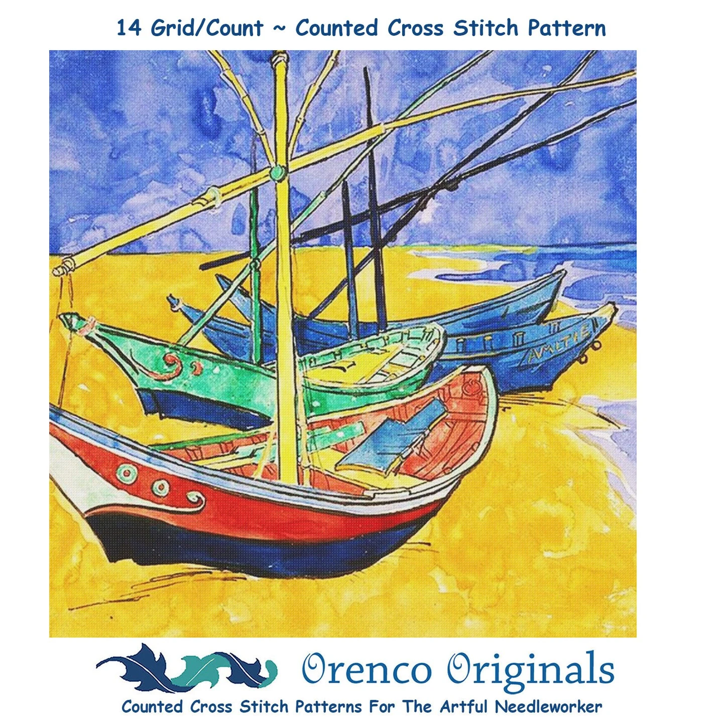 Originals Originals Vincent Van Gogh Boats On The Beach Counted Cross Stitch Pattern 13 Originals Originals Vincent Van Gogh Boats On The Beach Counted Cross Stitch Pattern - Image 11