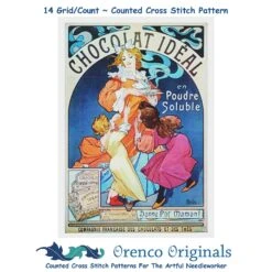Art Nouveau Alphonse Mucha's Chocolat Ideal Counted Cross Stitch Chart Pattern -Michaels Stores 2808232796873 2