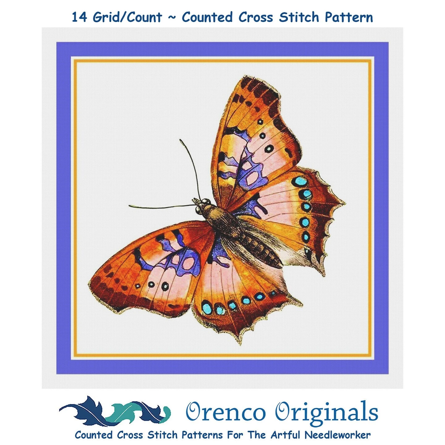 Pink, Orange And Black Butterfly In Flight Counted Cross Stitch Pattern 3 Pink, Orange And Black Butterfly In Flight Counted Cross Stitch Pattern