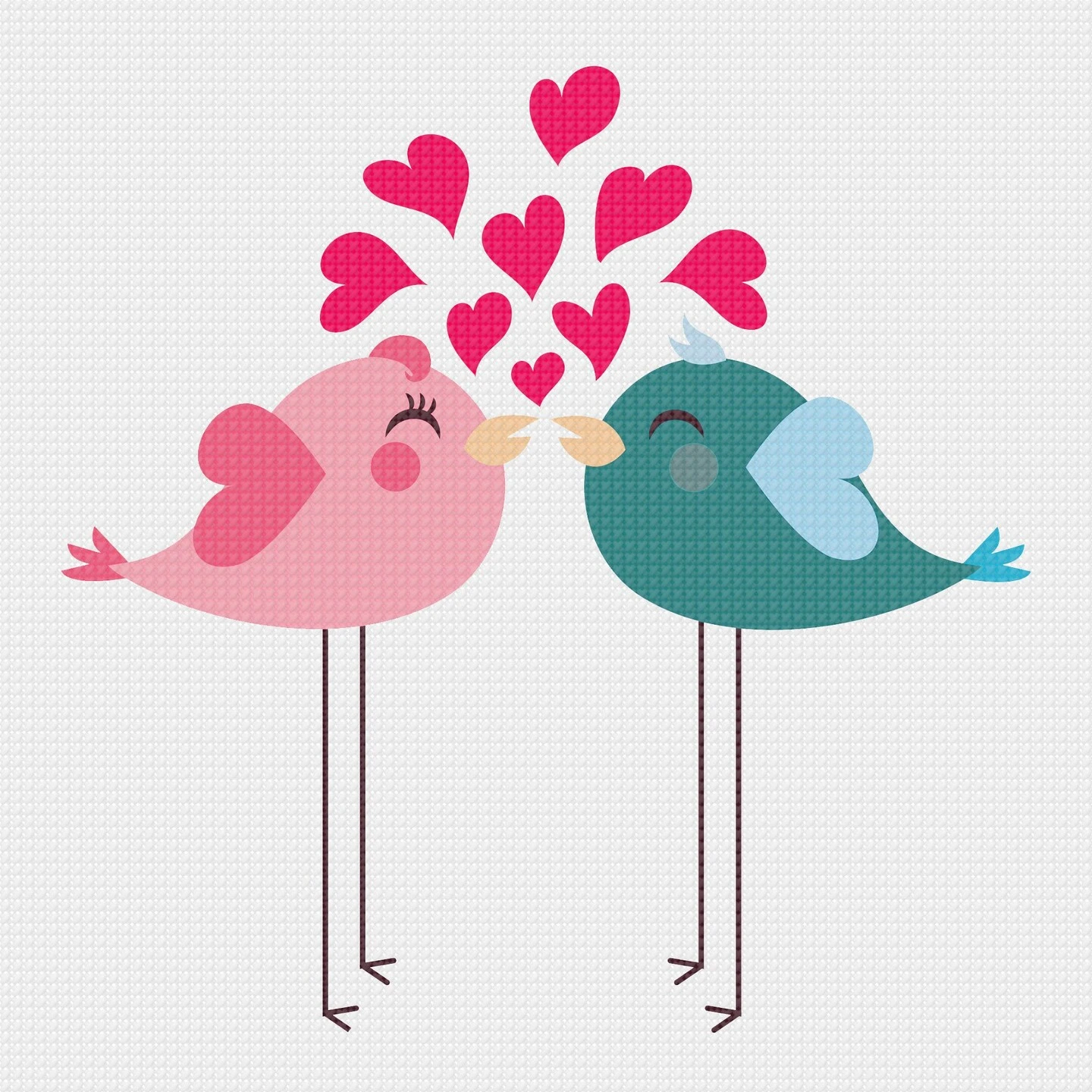 Contemporary Valentine Hearts Pink And Blue Long Leg Love Birds Sew So Simple Counted Cross Stitch Pattern 4 Contemporary Valentine Hearts Pink And Blue Long Leg Love Birds Sew So Simple Counted Cross Stitch Pattern - Image 2